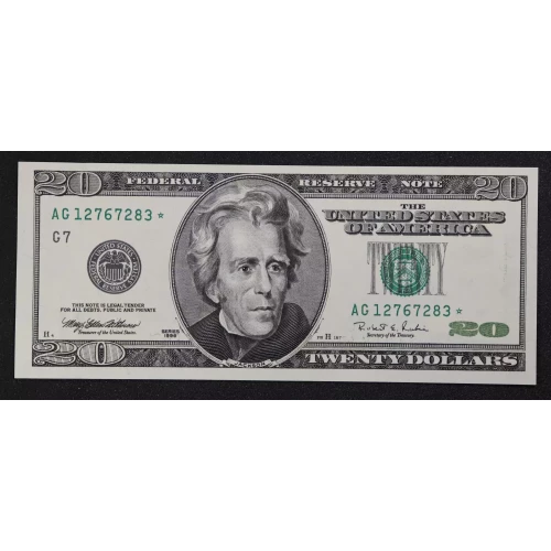 $20 1996 blue-Green seal. Small Size $20 Federal Reserve Notes 2084-G* (3)