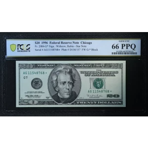 $20 1996 blue-Green seal. Small Size $20 Federal Reserve Notes 2084-G*