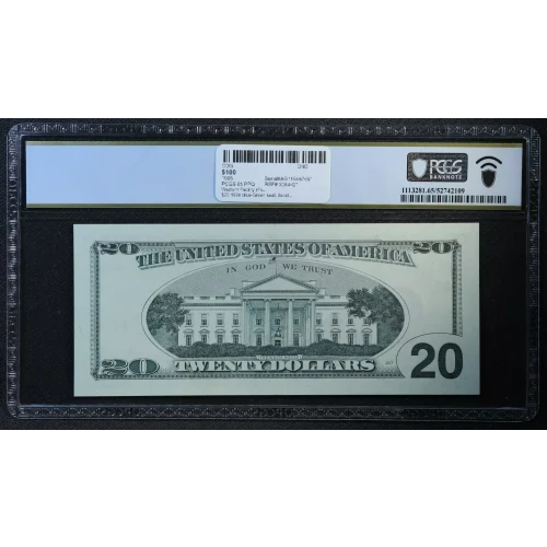 $20 1996 blue-Green seal. Small Size $20 Federal Reserve Notes 2084-G*