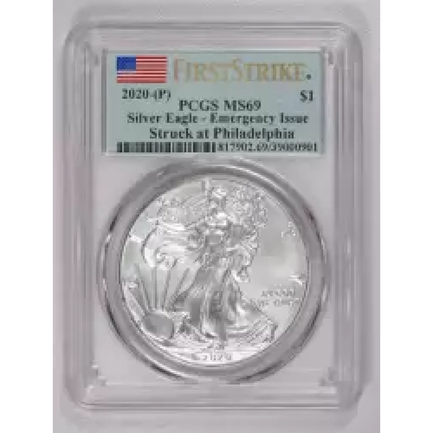 2020 Bullion Silver Eagles Pcgs Ms-69 Silver Eagle - Emergency Issue 