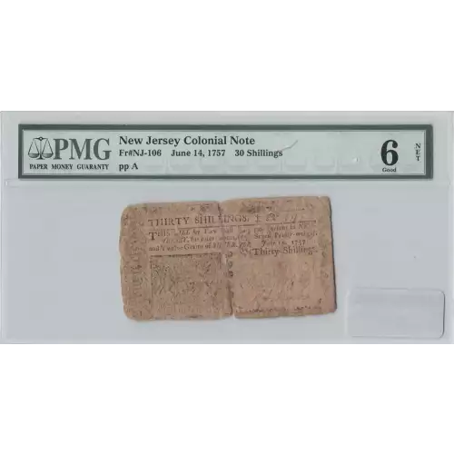 30s June 14, 1757  COLONIAL CURRENCY NJ-106 (2)