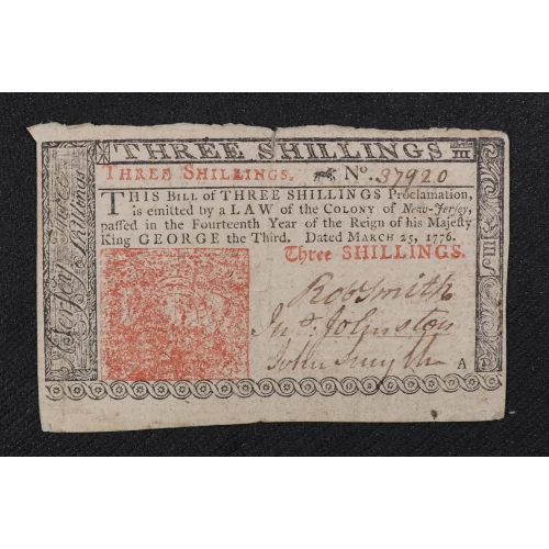 3s March 25, 1776  COLONIAL CURRENCY NJ-177 (3)