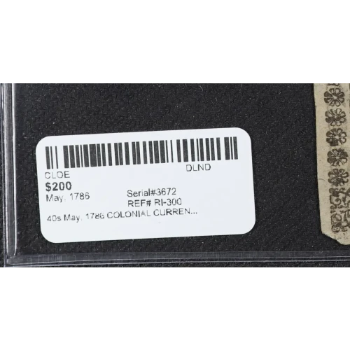 40s May, 1786  COLONIAL CURRENCY RI-300