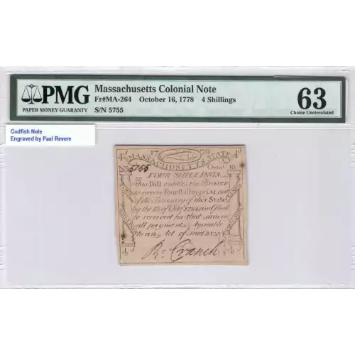 4s October 16, 1778  COLONIAL CURRENCY MA-264