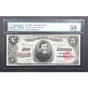 $5 1891 Small Red Treasury or Coin Notes 363