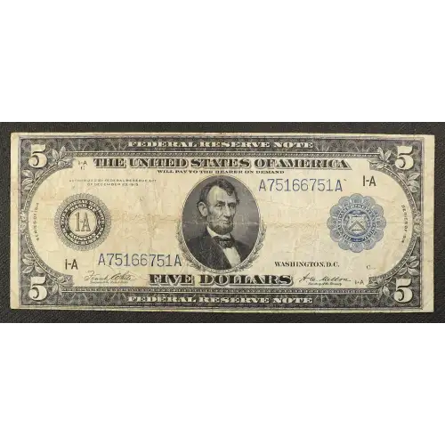 $5 1914 Blue Seal Federal Reserve Notes 847A (3)