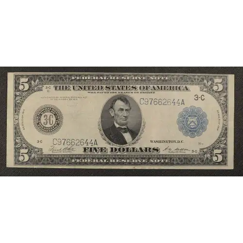 $5 1914 Blue Seal Federal Reserve Notes 855A (3)