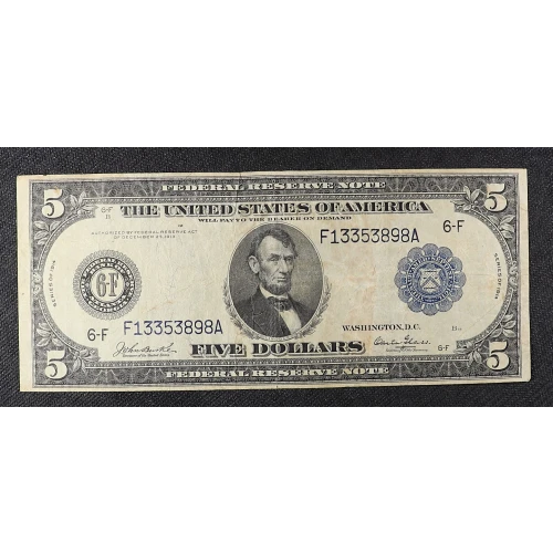 $5 1914 Blue Seal Federal Reserve Notes 865 (3)