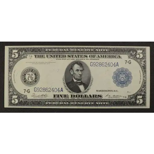 $5 1914 Blue Seal Federal Reserve Notes 871A (2)