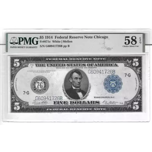 $5 1914 Red Seal Federal Reserve Notes 871C (2)