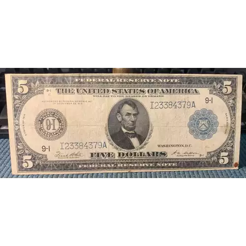 $5 1914 Red Seal Federal Reserve Notes 891A