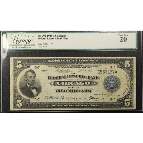 $5 1918  Federal Reserve Bank Notes 794 (2)