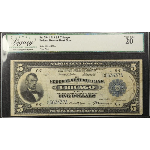 $5 1918  Federal Reserve Bank Notes 794 (2)