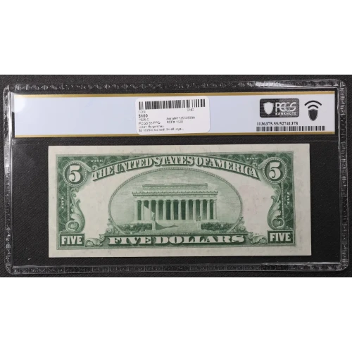$5 1928-C red seal. Small Legal Tender Notes 1528 (2)