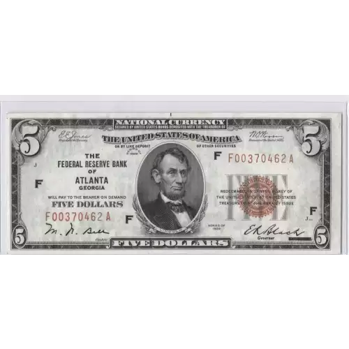 $5 1929 brown seal Small Federal Reserve Bank Notes 1850-F (2)