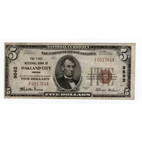 $5 1929 Small brown seal Small National Bank Notes 1800-1