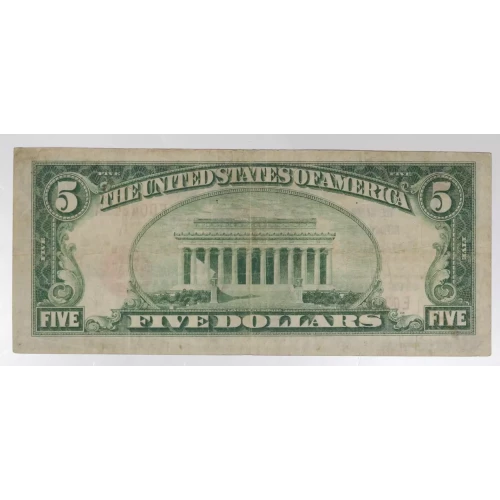 $5 1929 Small brown seal Small National Bank Notes 1800-1