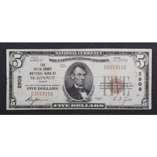 $5 1929 Small brown seal Small National Bank Notes 1800-1 (3)