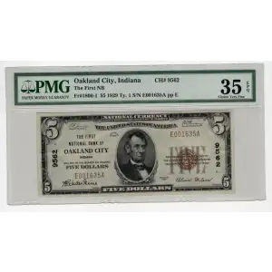 $5 1929 Small brown seal Small National Bank Notes 1800-1