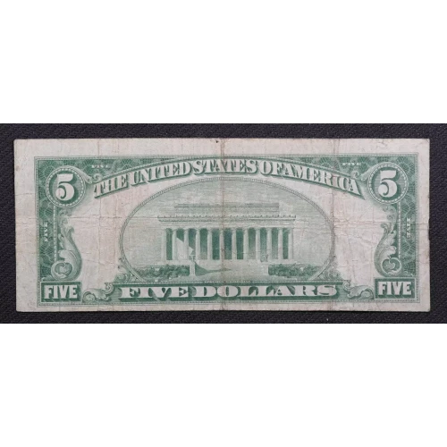 $5 1929 Small brown seal Small National Bank Notes 1800-1