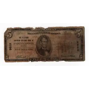 $5 1929 Small brown seal Small National Bank Notes 1800-1