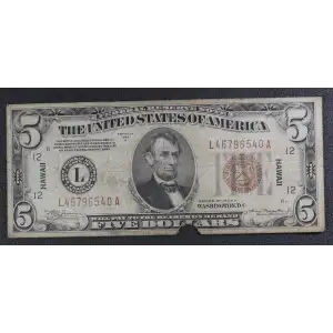 $5 1934-A brown seal Emergency Notes Issued During WW2 2302 (2)