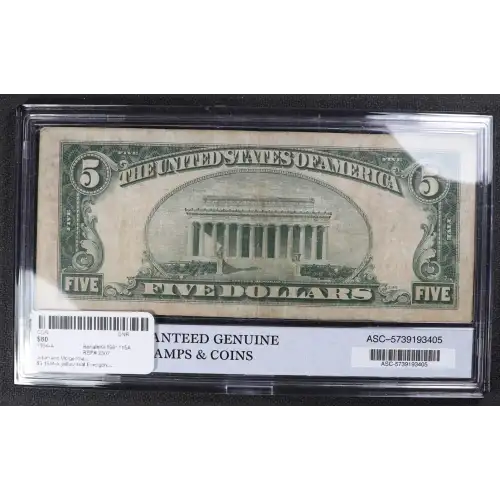 $5 1934-A yellow seal Emergency Notes Issued During WW2 2307 (3)