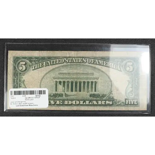 $5 1934-A yellow seal Emergency Notes Issued During WW2 2307 (3)