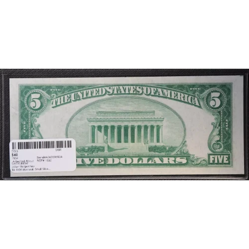 $5 1934 blue seal. Small Silver Certificates 1650 (2)