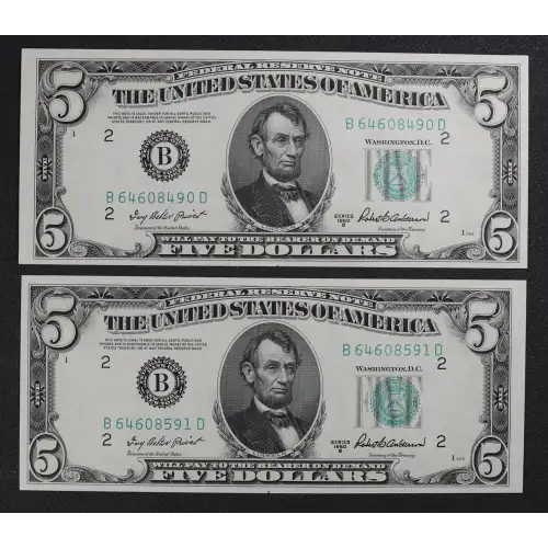 $5 1950-B.  Small Size $5 Federal Reserve Notes 1963-B (3)