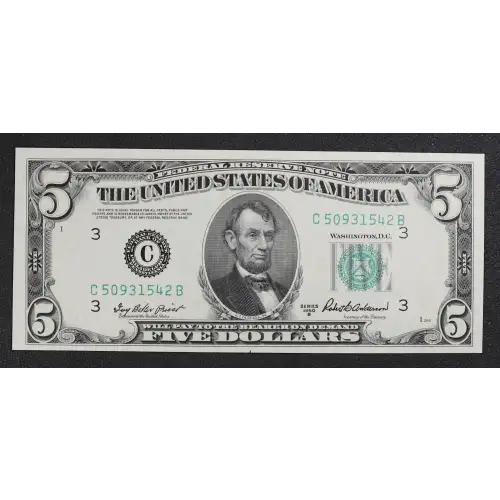 $5 1950-B.  Small Size $5 Federal Reserve Notes 1963-C (3)
