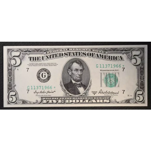 $5 1950-B.  Small Size $5 Federal Reserve Notes 1963-G*