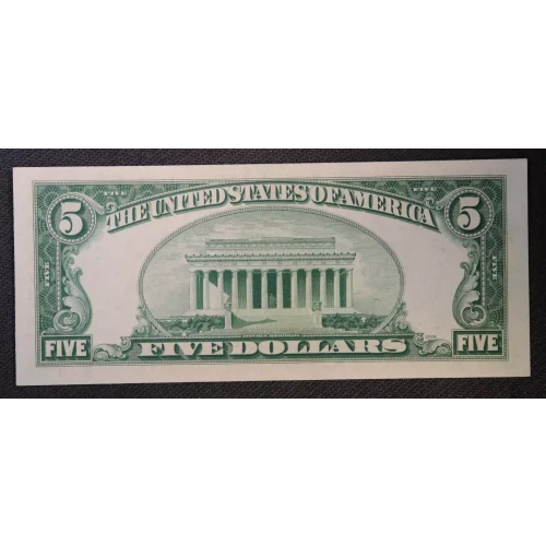 $5 1950 blue-Green seal. Small Size $5 Federal Reserve Notes 1961-L