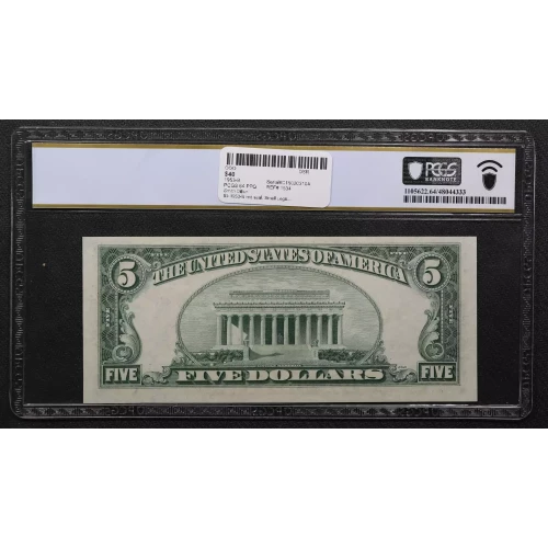 $5 1953-B red seal. Small Legal Tender Notes 1534