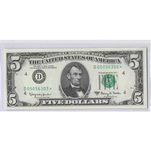 $5 1963-A.  Small Size $5 Federal Reserve Notes 1968-D* (2)