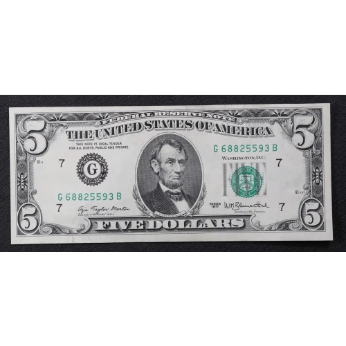 $5 1977  Small Size $5 Federal Reserve Notes 1974-G