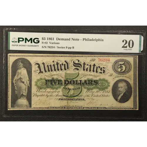 $5   Legal Size Notes The Demand Notes of 1861 2