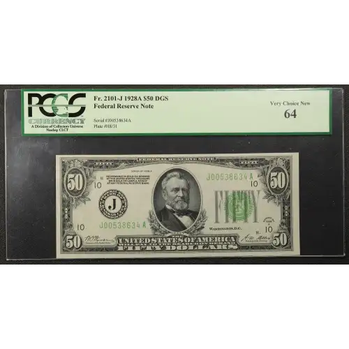 $50 1928-A.  Small Size $50 Federal Reserve Notes 2101-J (2)