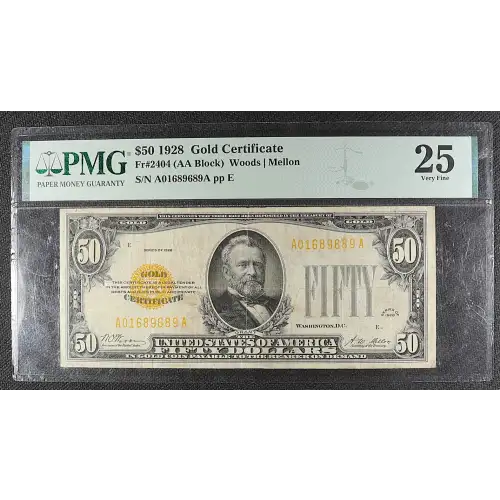 $50 1928 gold seal. Small Size Gold Certificates 2404 (2)