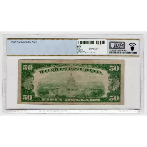 $50 1929 small brown seal. Small National Bank Notes 1803-1 (2)
