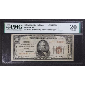 $50 1929 small brown seal. Small National Bank Notes 1803-2