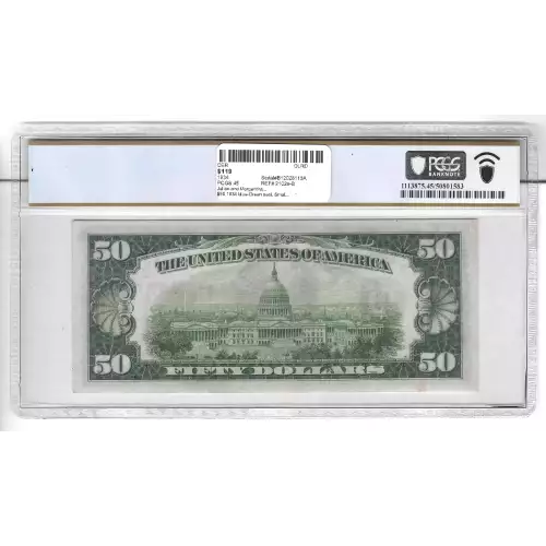 $50 1934 blue-Green seal. Small Size $50 Federal Reserve Notes 2102a-B (2)