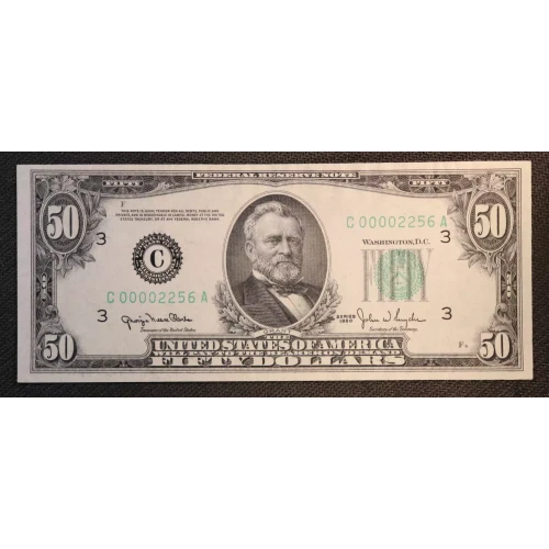 $50 1950 blue-Green seal. Small Size $50 Federal Reserve Notes 2107-C (3)