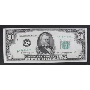 $50 1950-D. blue-Green seal. Small Size $50 Federal Reserve Notes 2111-G* (2)