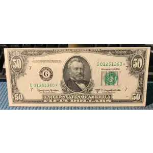 $50 1950-D. blue-Green seal. Small Size $50 Federal Reserve Notes 2111-G*
