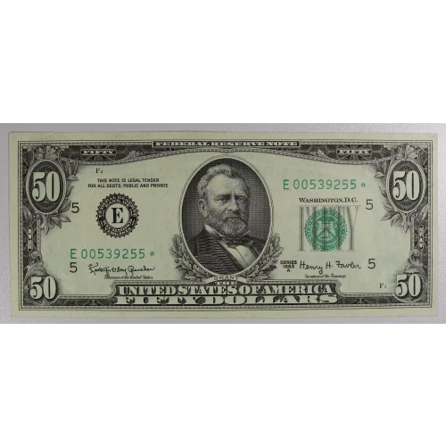 $50 1963-A. blue-Green seal. Small Size $50 Federal Reserve Notes 2113-E*