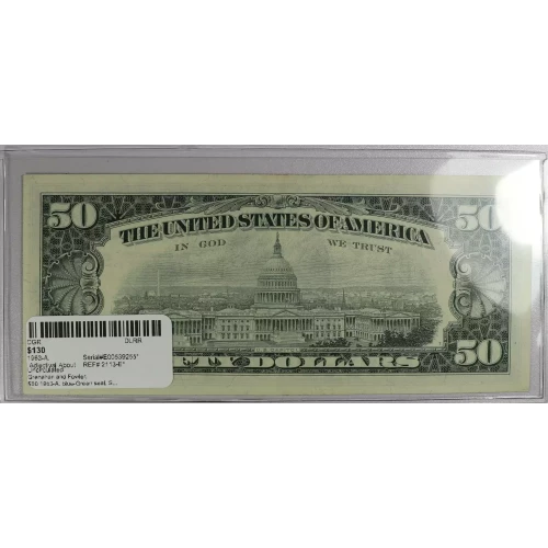 $50 1963-A. blue-Green seal. Small Size $50 Federal Reserve Notes 2113-E* (3)