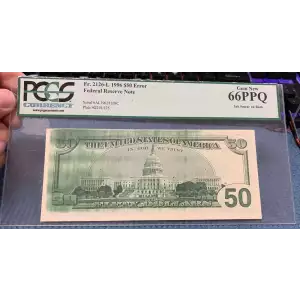 $50 1996 blue-Green seal. Small Size $50 Federal Reserve Notes 2126-L