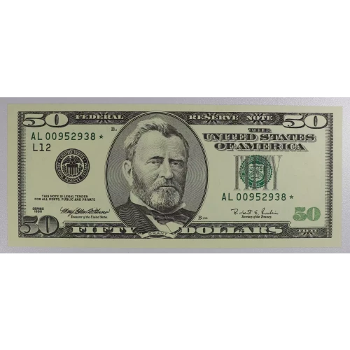 $50 1996 blue-Green seal. Small Size $50 Federal Reserve Notes 2126-L* (3)