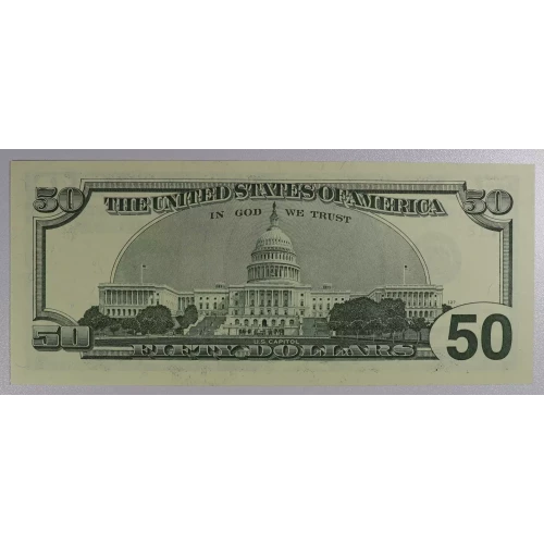 $50 1996 blue-Green seal. Small Size $50 Federal Reserve Notes 2126-L*
